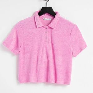 Beautiful Stradivarius Pink Polo Crop Top in Pink NWT